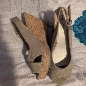 Maurices Tan Wedge Slingback Sandals